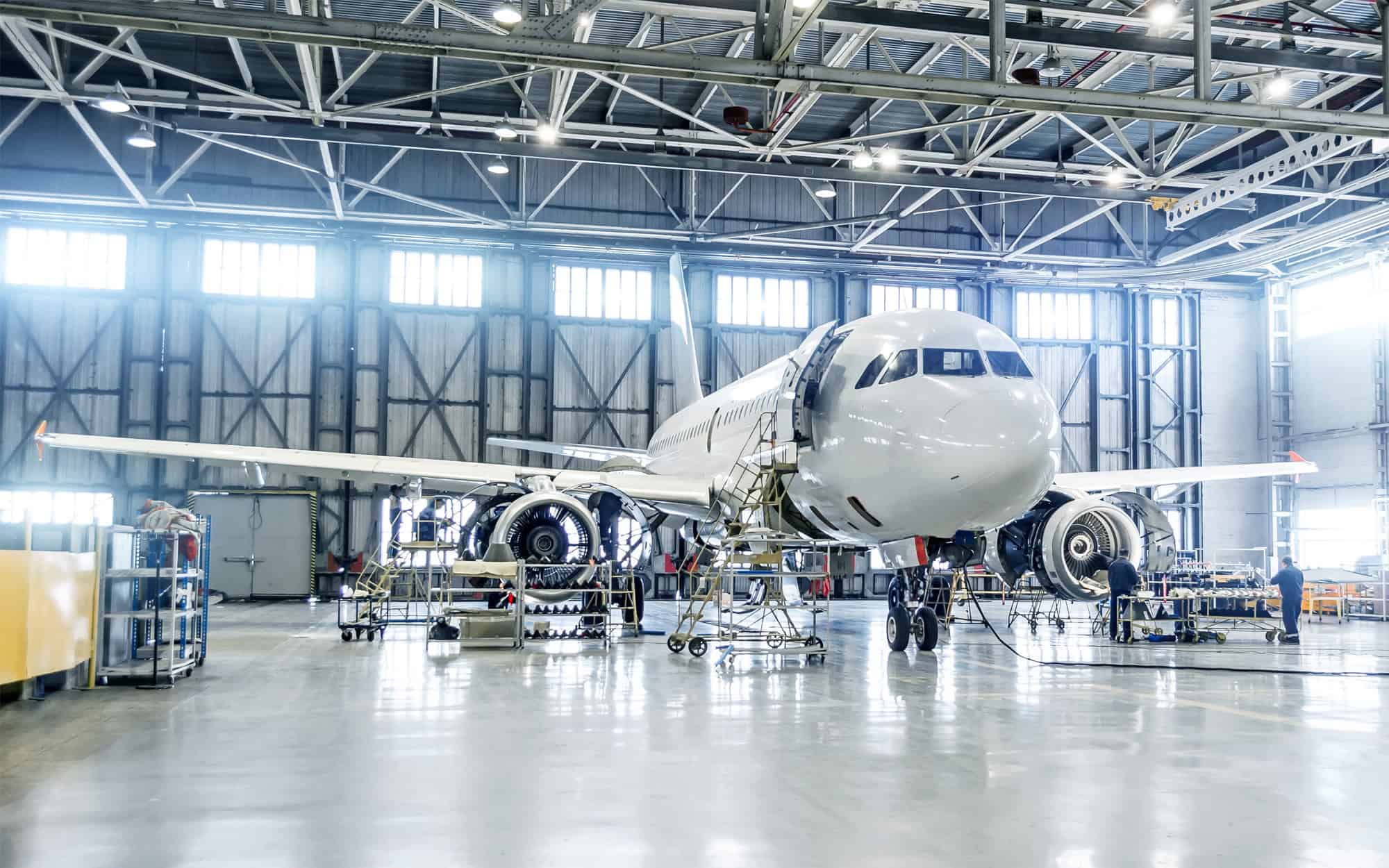 Airplane Warehouse Jet Engine Construction